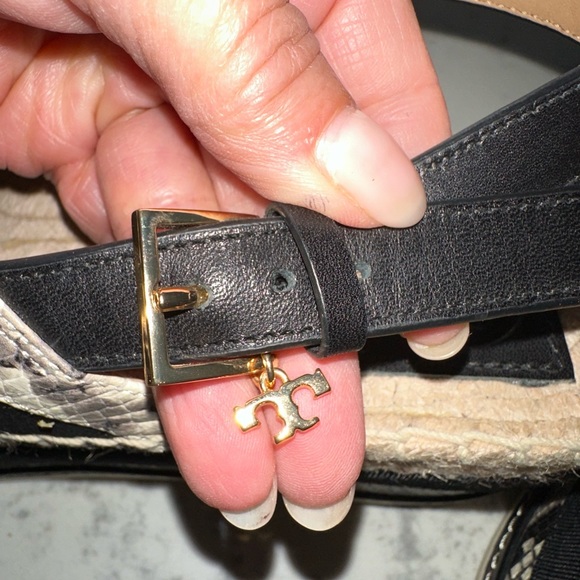 Tory Burch Espadrilles High Platform Black and Snake Skin color sz 8.5 (8 1/2) - Picture 15 of 16